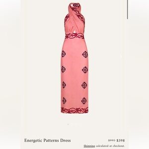 Johanna Ortiz Strapless Pink Dress with Red Patterns